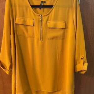 Elegant Mustard Blouse with Zip Detail